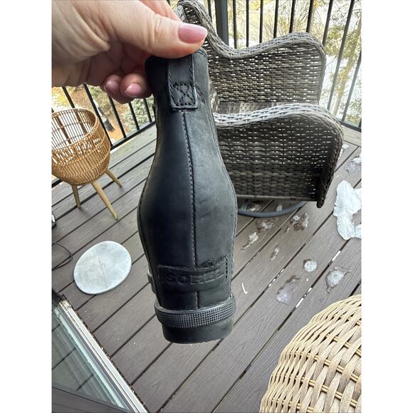 Sorel Joan Rhapsody Wedge Snow Chelsea Ankle Boot Black Women’s Size 8.5 US 39.5 - Picture 7 of 16